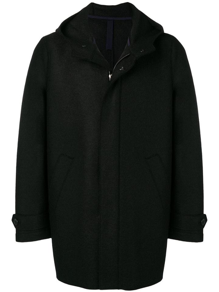 Harris Wharf London Zipped Hooded Coat - Black
