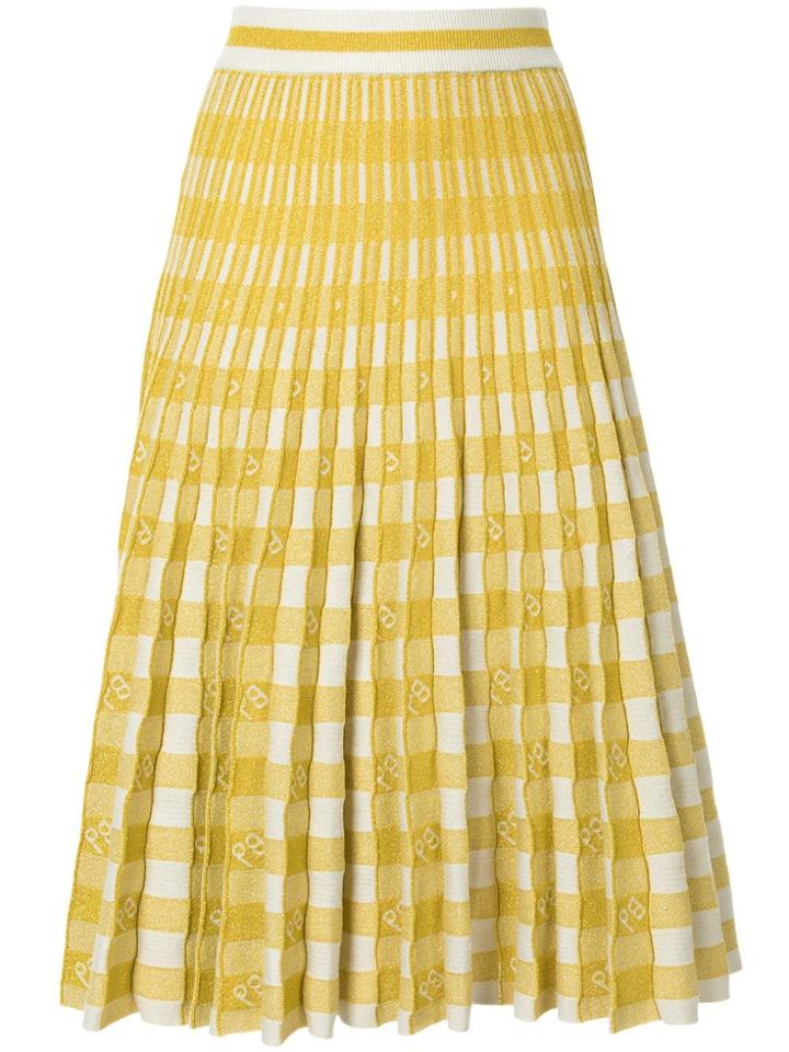 Baum Und Pferdgarten Pleated Gingham Skirt - Yellow