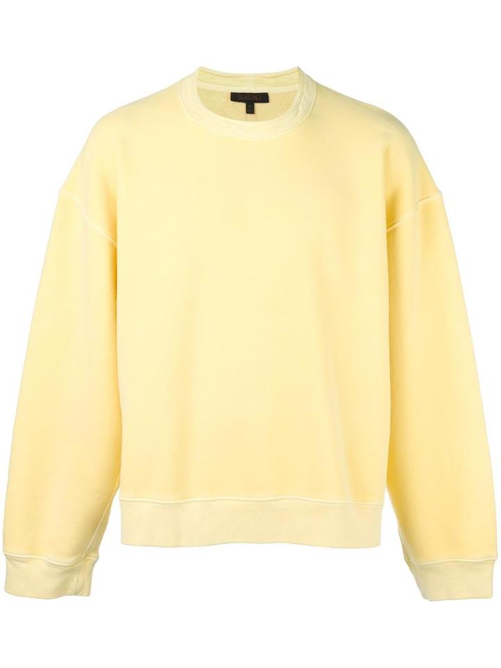 Yeezy Crew Neck Sweatshirt, Men's, Size: Small, Yellow/orange, Cotton/spandex/elastane