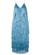 Walk Of Shame Tiered Tinsel Dress, Women's, Size: 42, Blue, Polyester/iris Florentina Root Extract