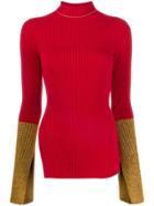 Moncler 1952 Ribbed Contrast Cuff Sweater - Red