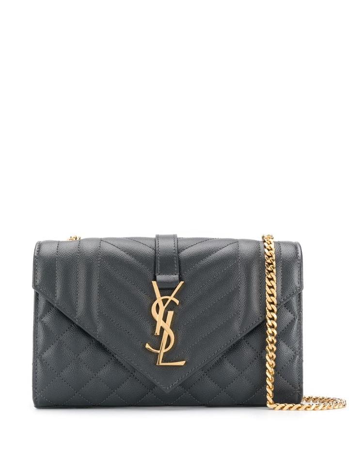 Saint Laurent Quilted Envelope Shoulder Bag - Black