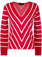 Nk Striped Knit Blouse - Red