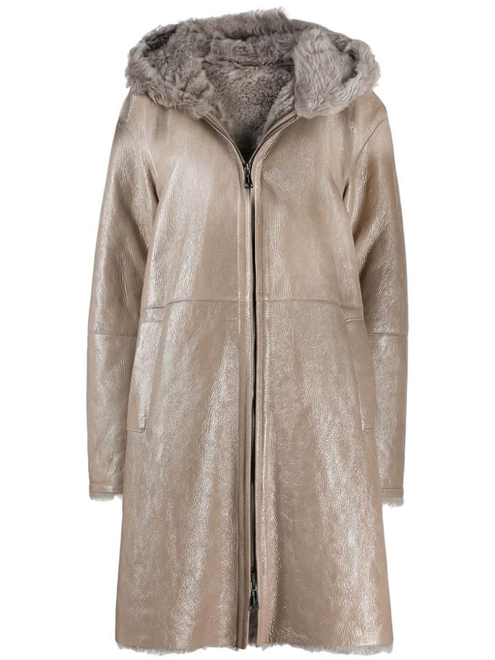 Manzoni 24 Fur-trimmed Coat - Neutrals