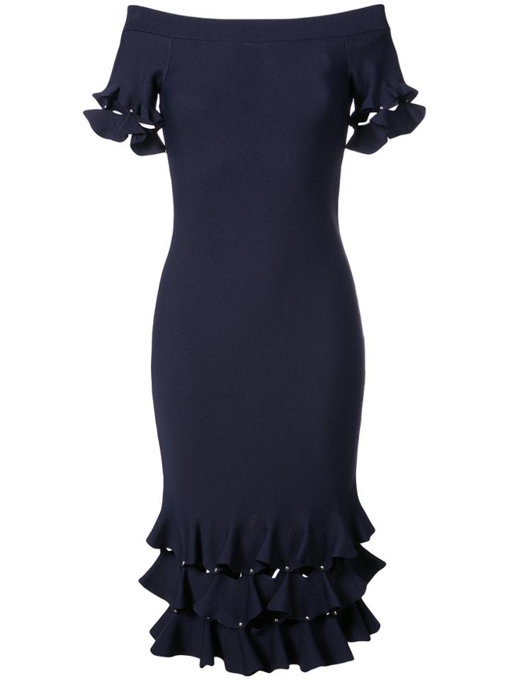 Jonathan Simkhai Ruffled Off Shoulder Dress - Blue