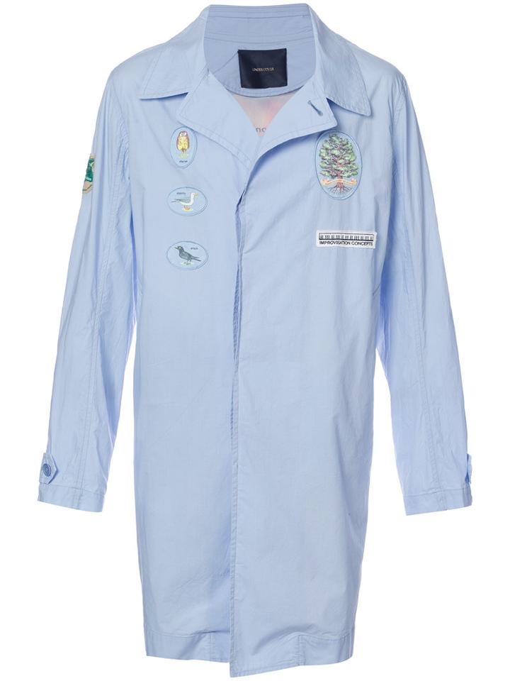 Undercover - Rear Print Trench - Men - Cotton - 4, Blue, Cotton