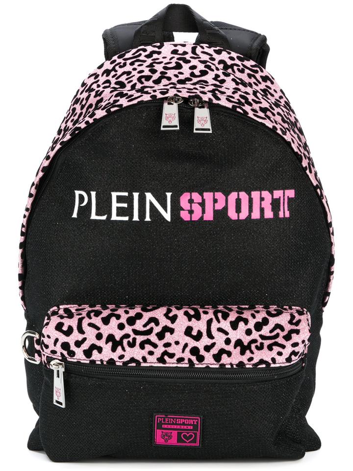 Plein Sport Leopard Print Glitter Backpack - Black