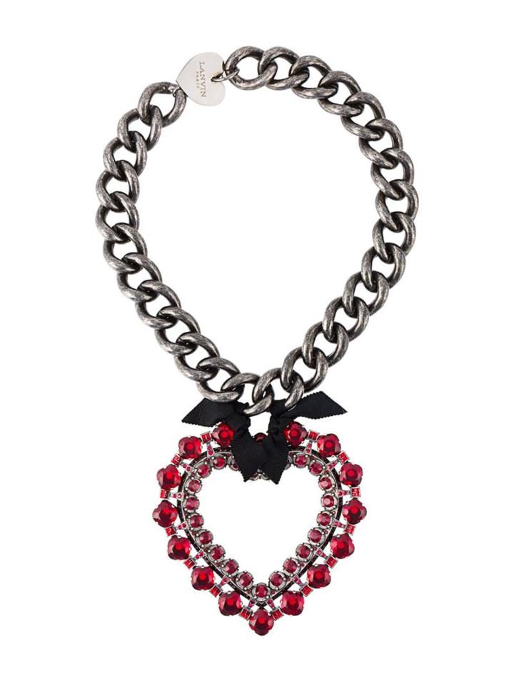 Lanvin Oversized Heart Pendant Necklace, Women's, Metallic
