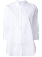 Closed Stripe Detail Curved Hem Shirt - White