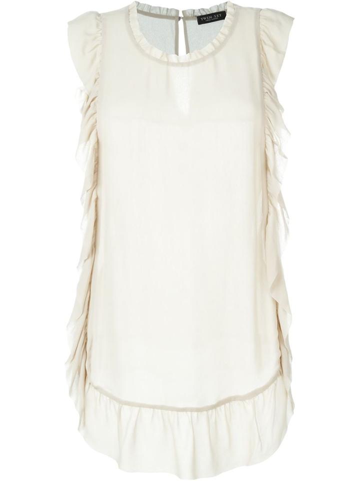 Twin-set Sleeveless Ruffle Blouse