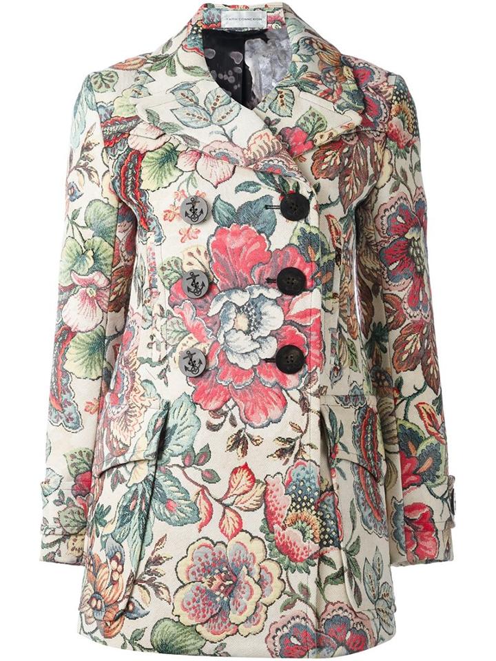 Faith Connexion Floral Print Double Breasted Coat