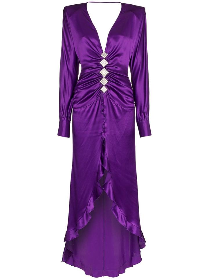 Alessandra Rich Diamond Embellished Silk Dress - Pink & Purple