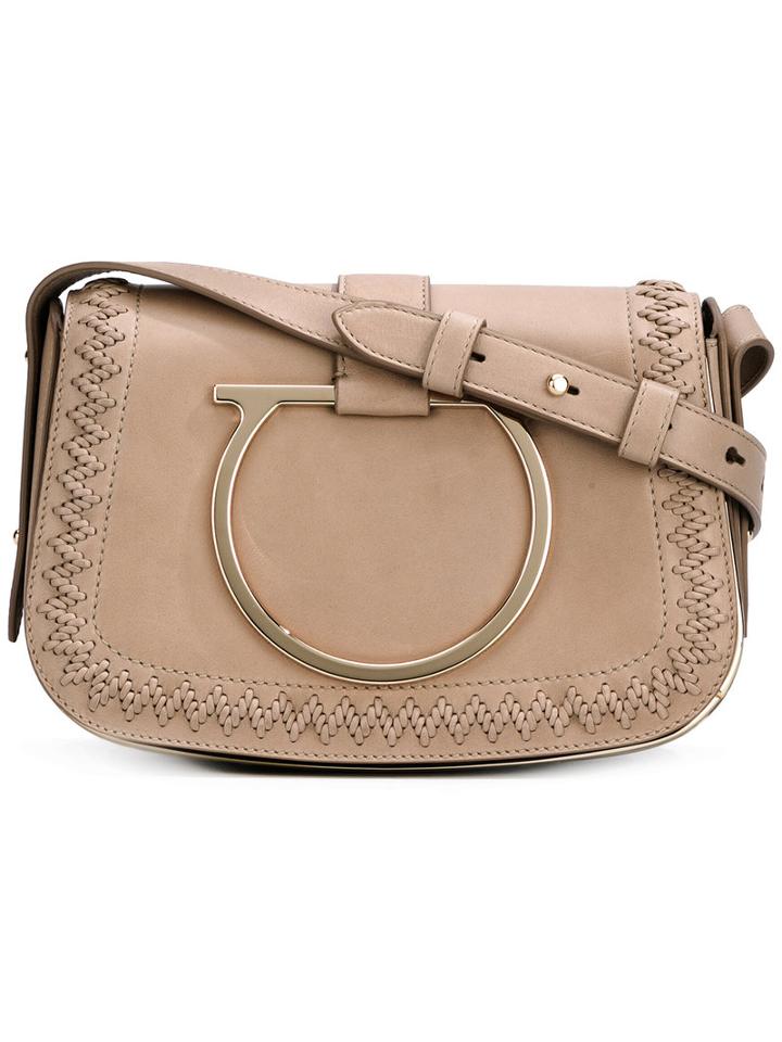 Medium Sabine Shoulder Bag - Women - Calf Leather - One Size, Nude/neutrals, Calf Leather, Salvatore Ferragamo