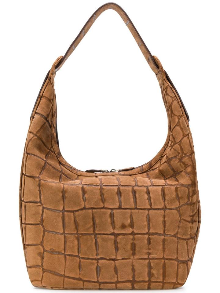 Tissa Fontaneda Croco Embossed Tote Bag - Brown