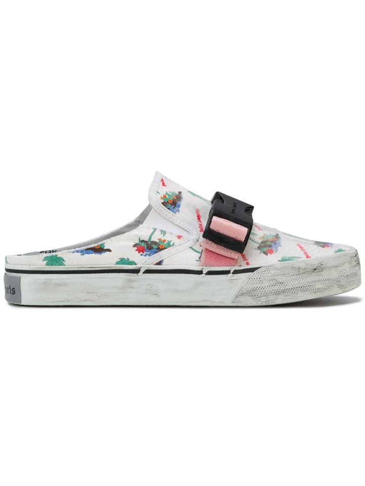 Palm Angels Distressed Skate Shoe Mules - White