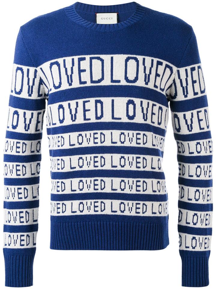 Gucci - Loved Jacquard Sweater - Men - Wool - S, Blue, Wool