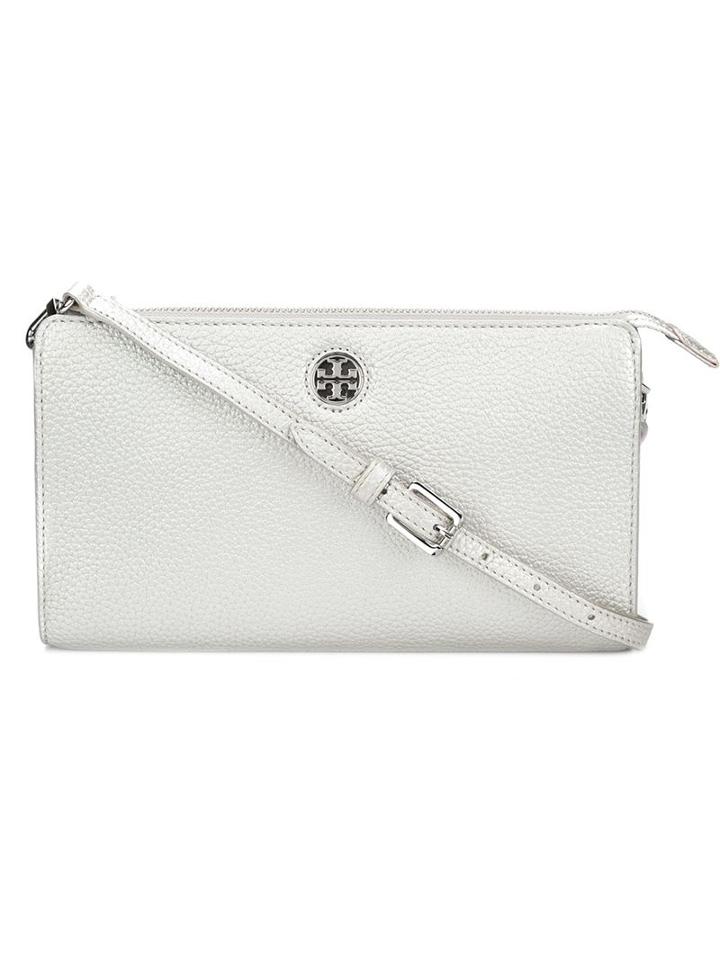 Tory Burch Logo Cross-body Bag, Women's, Grey, Leather