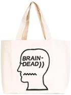 Brain Dead Logo Print Tote, Men's, Nude/neutrals, Cotton