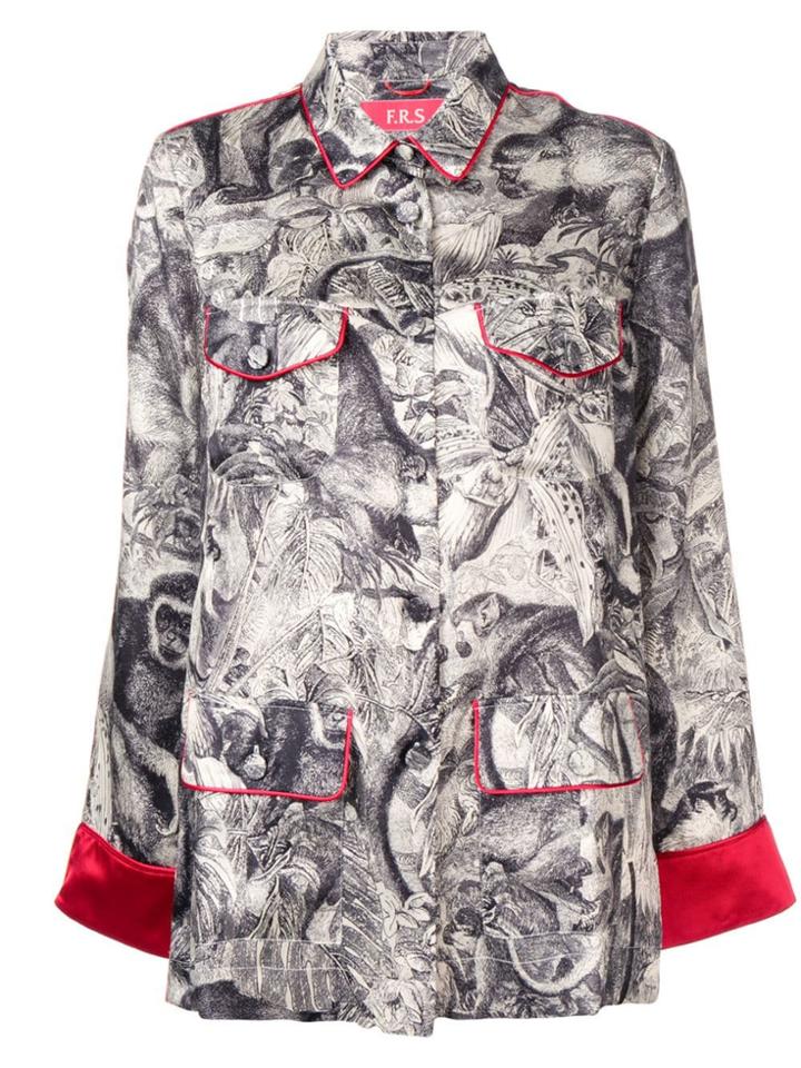 F.r.s For Restless Sleepers Printed Satin Shirt - Black