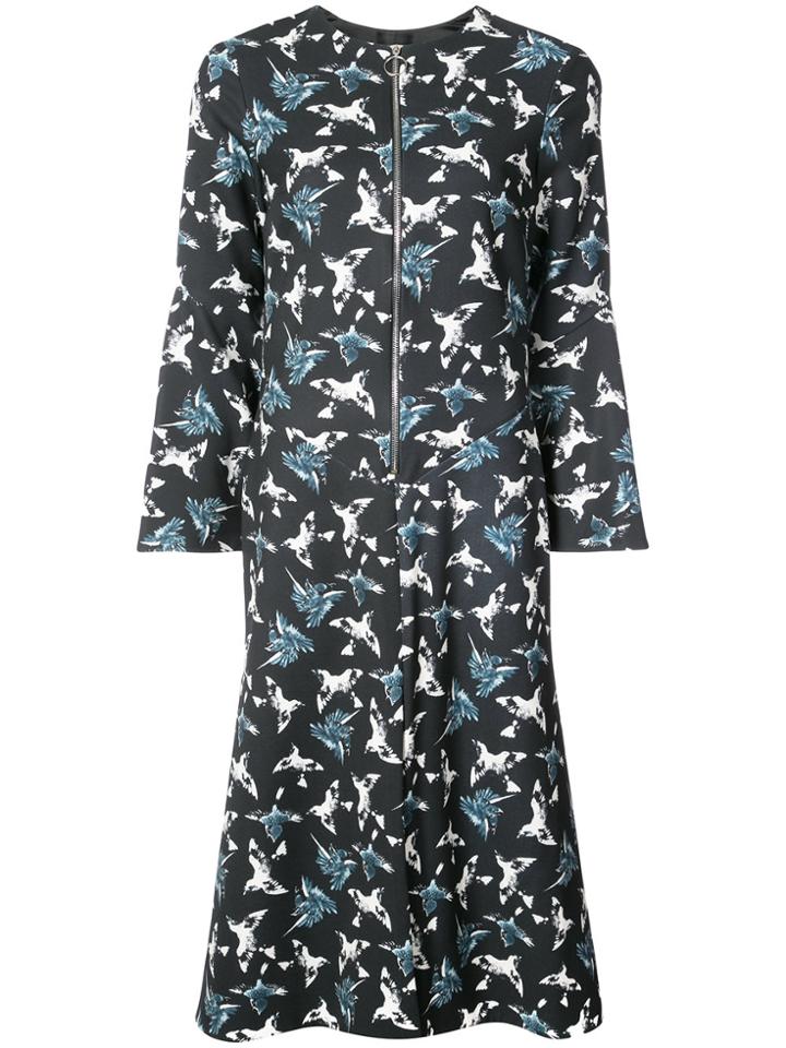 Christian Siriano Zip Front Dress With Flared Sleeves - Black