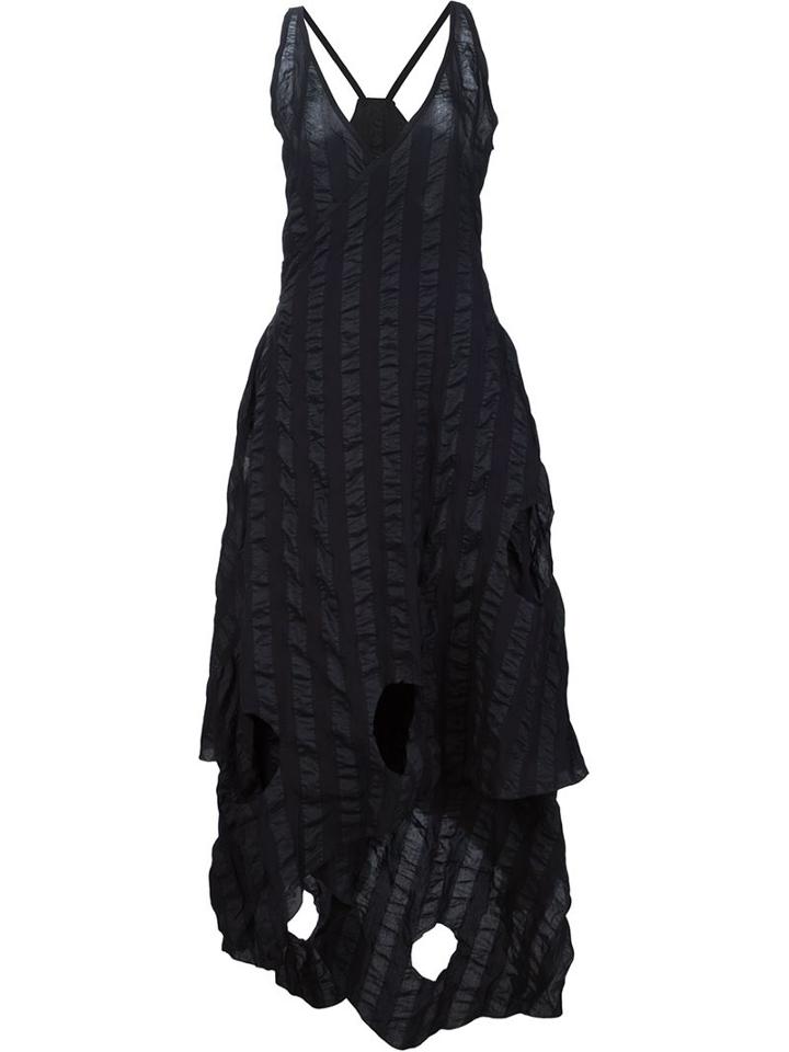 Area Di Barbara Bologna Stripes Pleated Hole Wrinkled Dress
