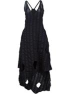 Area Di Barbara Bologna Stripes Pleated Hole Wrinkled Dress