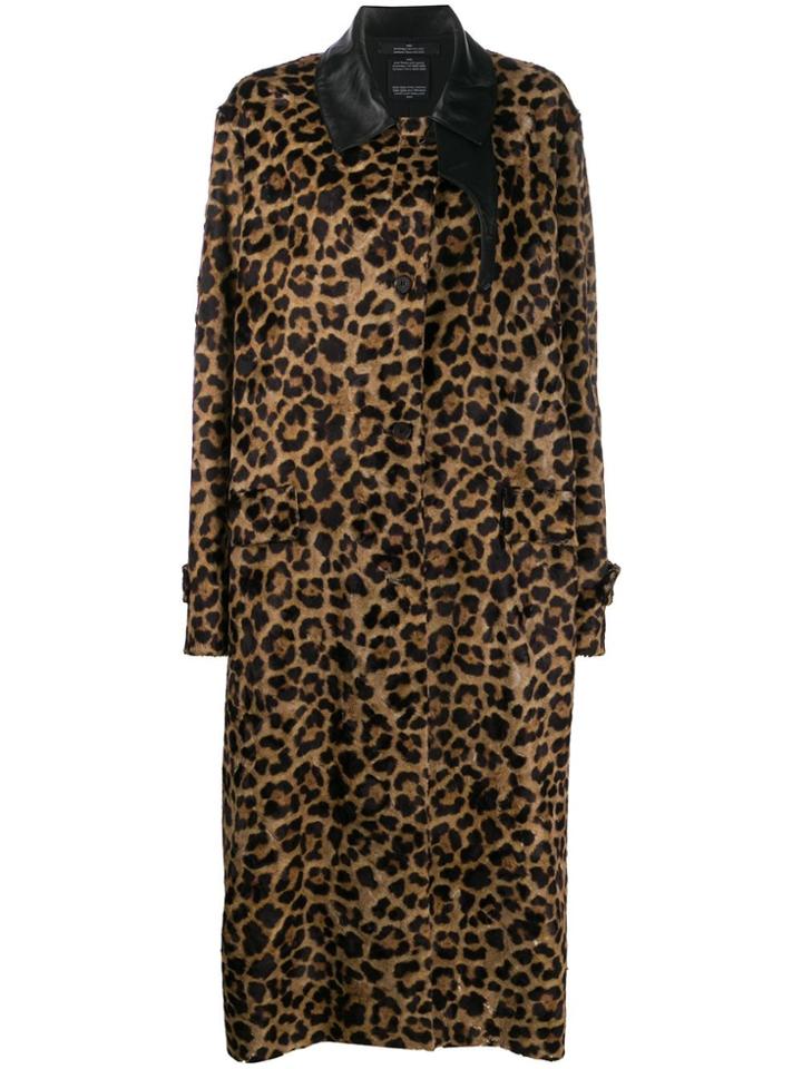 Rokh Leopard Print Coat - Brown