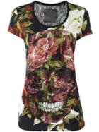 Philipp Plein Floral Skull T-shirt, Women's, Size: Xl, Black, Cotton/polyester