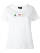 A.p.c. Logo Print T-shirt, Women's, Size: Xs, White, Cotton
