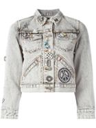 Marc Jacobs Embellished Shrunken Denim Jacket, Women's, Size: Large, Black, Cotton