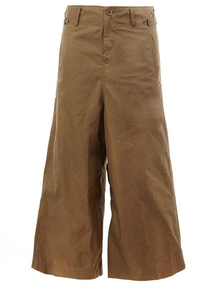 Yohji Yamamoto Chino Style Palazzo Pants, Women's, Size: 1, Green, Cotton/nylon