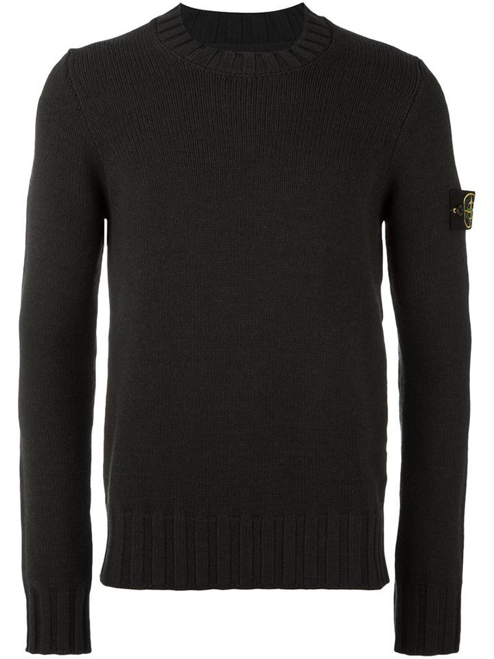 Stone Island Logo Patch Jumper, Men's, Size: Small, Green, Polyester/wool