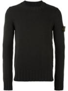 Stone Island Logo Patch Jumper, Men's, Size: Small, Green, Polyester/wool