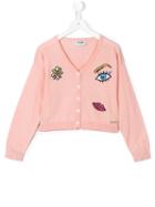 Moschino Kids V-neck Cardigan, Boy's, Size: 14 Yrs, Pink/purple