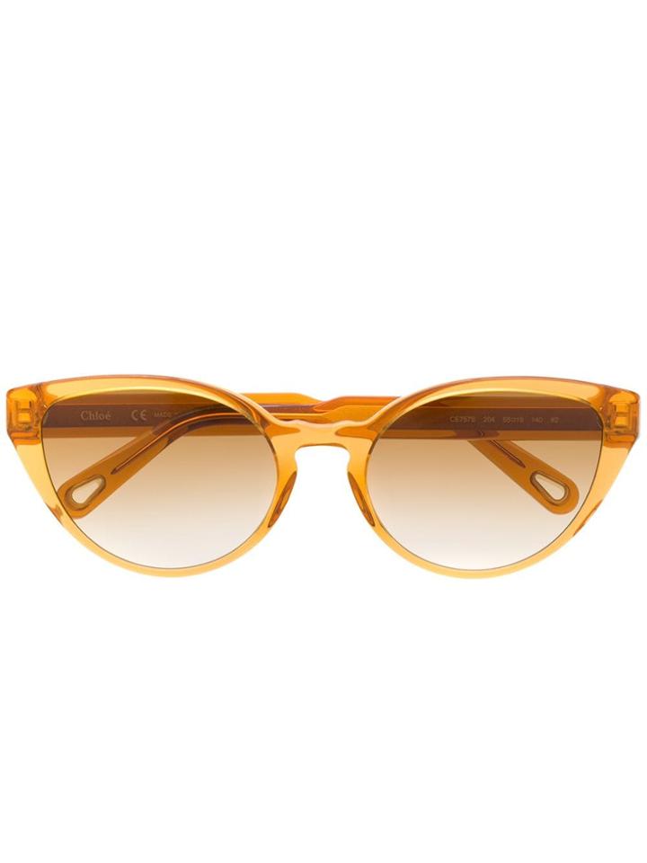 Chloé Eyewear Cat-eye Tinted Sunglasses - Gold