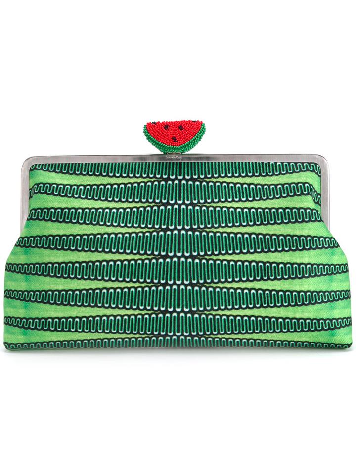 Sarah's Bag Watermelon Clutch, Women's, Green, Cotton/polyester/viscose/pvc