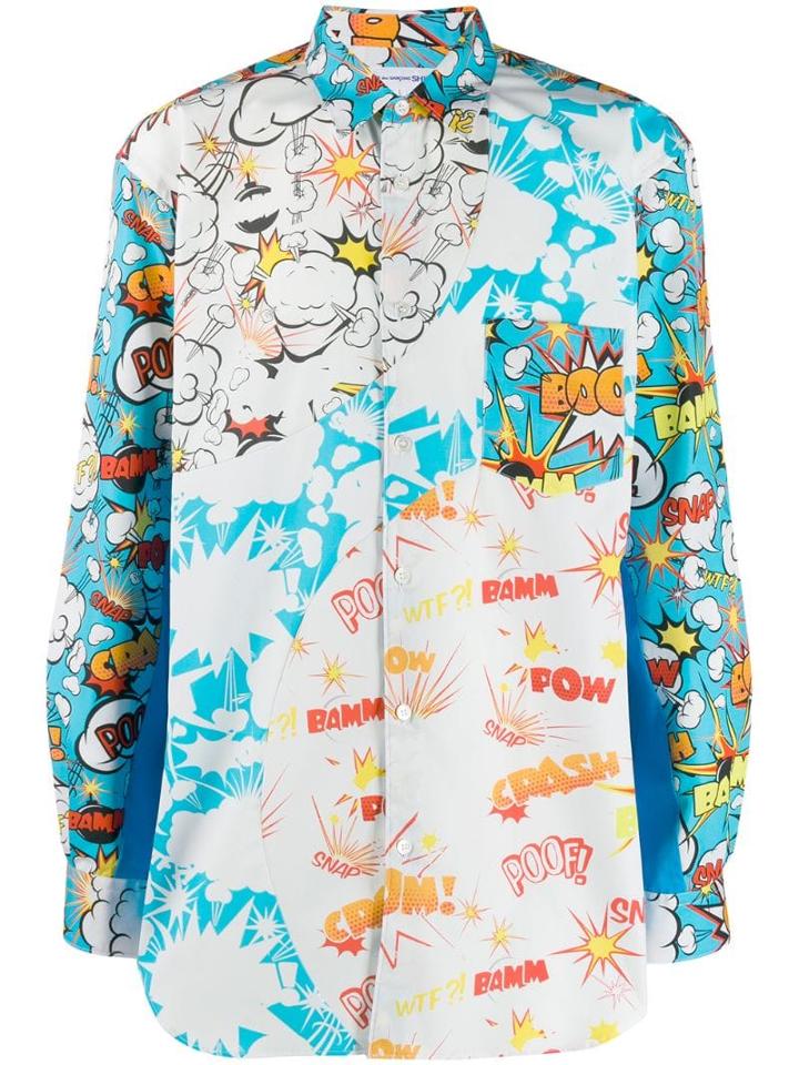 Comme Des Garçons Shirt Boom Print Shirt - Blue