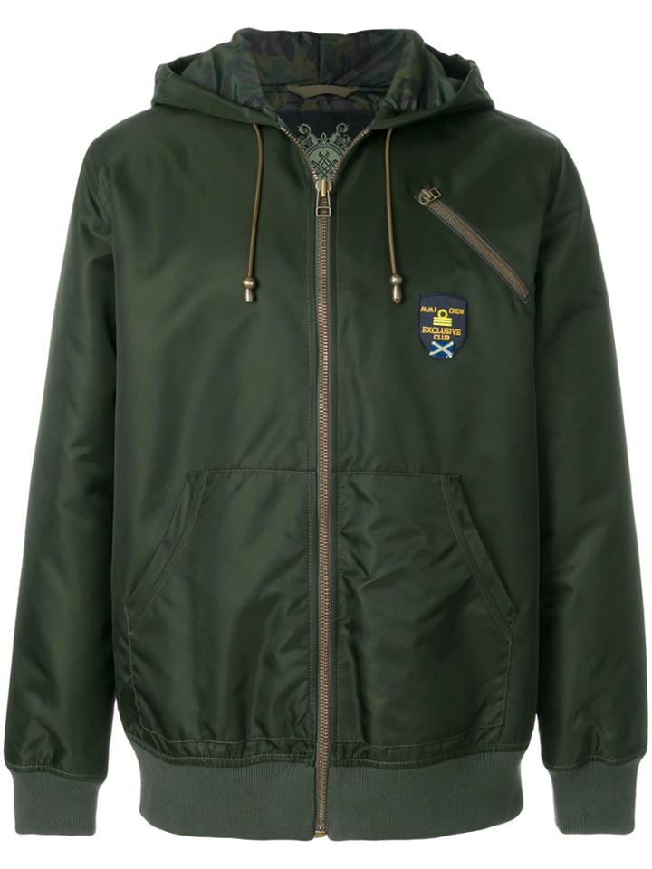 Mr & Mrs Italy Logo Print Zipped Hoodie - Green