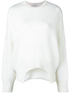 Valentino Oversized Curved Hem Sweater - White