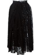 Victoria Beckham - Pleated Midi Lace Skirt - Women - Cotton/polyamide/viscose - 8, Black, Cotton/polyamide/viscose