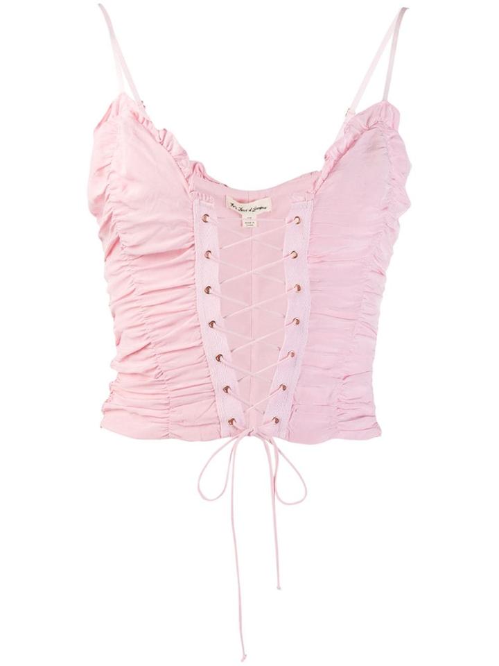 For Love And Lemons Lace-up Top - Pink