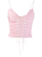 For Love And Lemons Lace-up Top - Pink