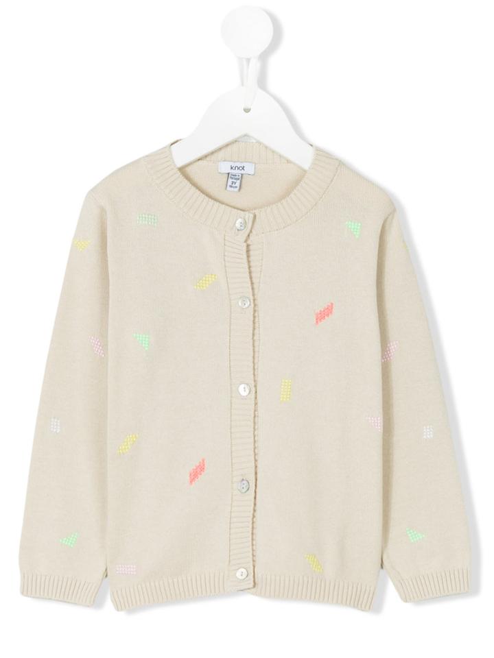 Knot - Embroided Cardigan - Kids - Cotton - 4 Yrs, Nude/neutrals