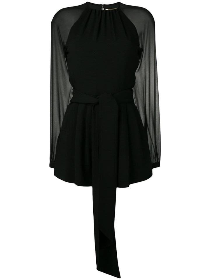 Saint Laurent Tie Waist Playsuit - Black