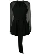 Saint Laurent Tie Waist Playsuit - Black