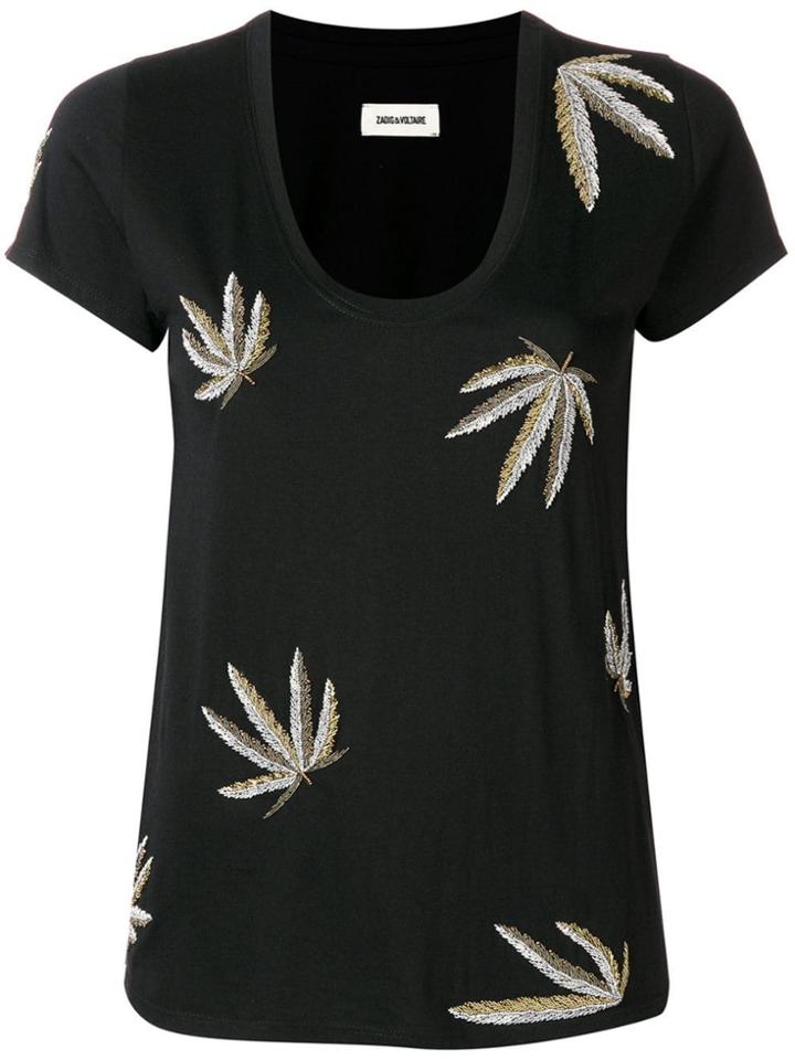 Zadig & Voltaire Beaded Leaf T-shirt - Black