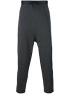 Y-3 Cropped Drop Crotch Trousers, Men's, Size: Small, Grey, Cotton/polyester