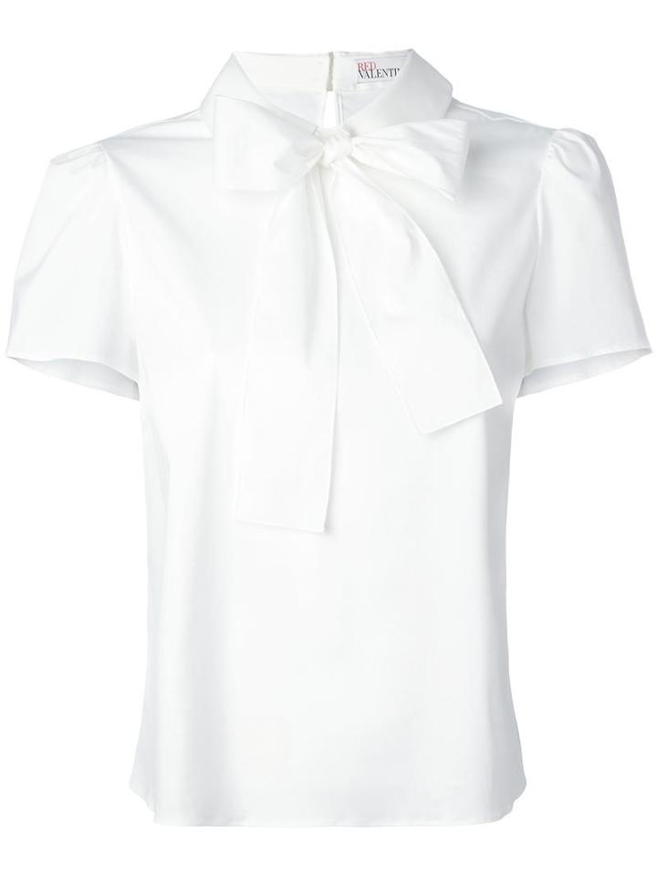 Red Valentino Pussy Bow Blouse, Women's, Size: 44, White, Cotton/polyamide/spandex/elastane