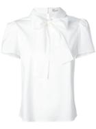 Red Valentino Pussy Bow Blouse, Women's, Size: 44, White, Cotton/polyamide/spandex/elastane