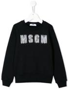 Msgm Kids Crystal Embellished Logo Sweatshirt - Black